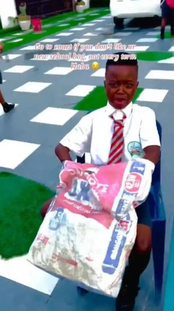 Mother Replaces Son’s School Bag With Sack Of Cement After Losing It Consecutively (Video)