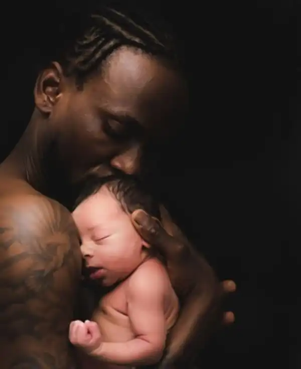 Ex-BBNaija Star, Omashola, Shares Photo Of His Newborn Son, Eyitemi
