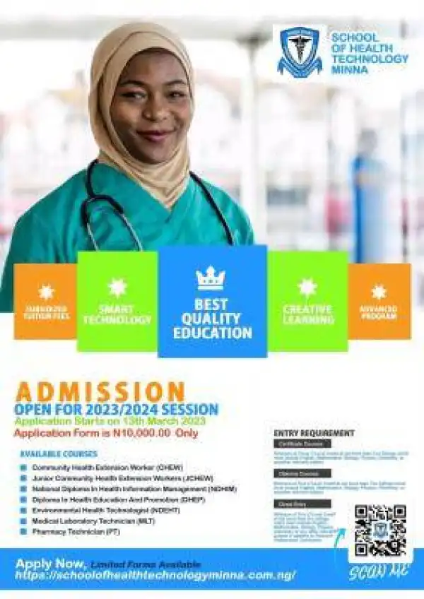 School of Health Technology, Minna admission form for 2023/2024 session