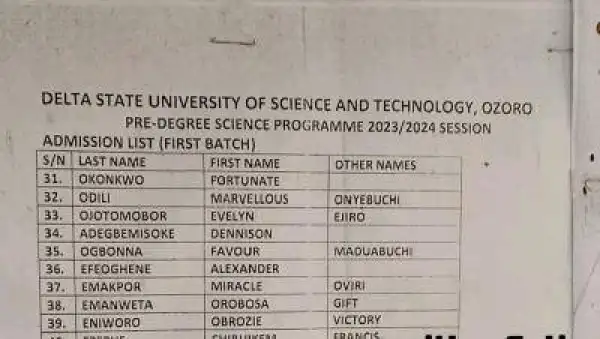 DSUST releases Pre-Degree first batch admission list, 2023/2024