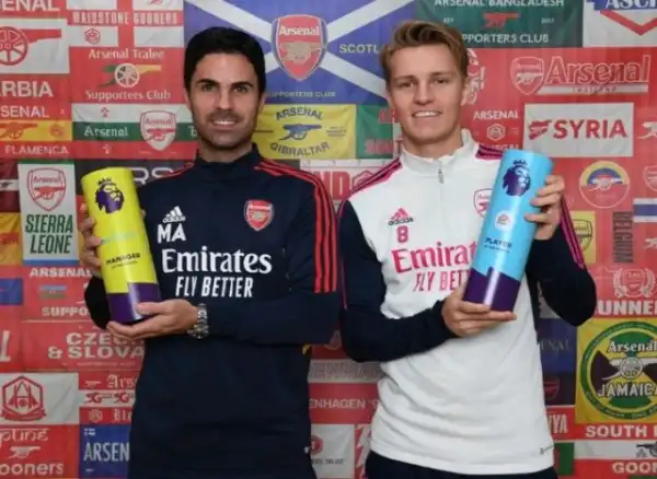 Arteta And Odegaard Named EPL Manager, Player of The Month