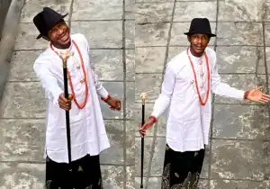 Daniel Regha Shows Off Lovely Urhobo Outfit, Shares How Proud He Is About His Tribe