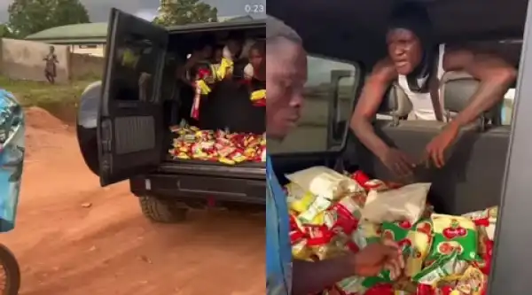 Portable Uses His G-Wagon To Distribute Food Stuffs To Children (Photos/Video)