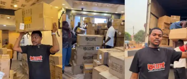 “My Own Container Don Land” – Blord Shades VeryDarkMan as Goods Arrive in Nigeria