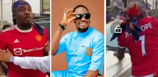 Nollywood Actor Junior Pope Fights Dirty On The Streets Of Delta State, Smashes Man’s Windscreen (Video)