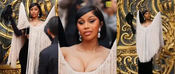“Unclassy And Cruel”- Cardi B Dragged For Styling Dress With Live Crow At Paris Fashion Week