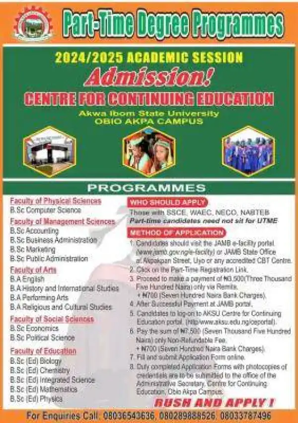 AKSU Part-time Degree Admission, 2024/2025