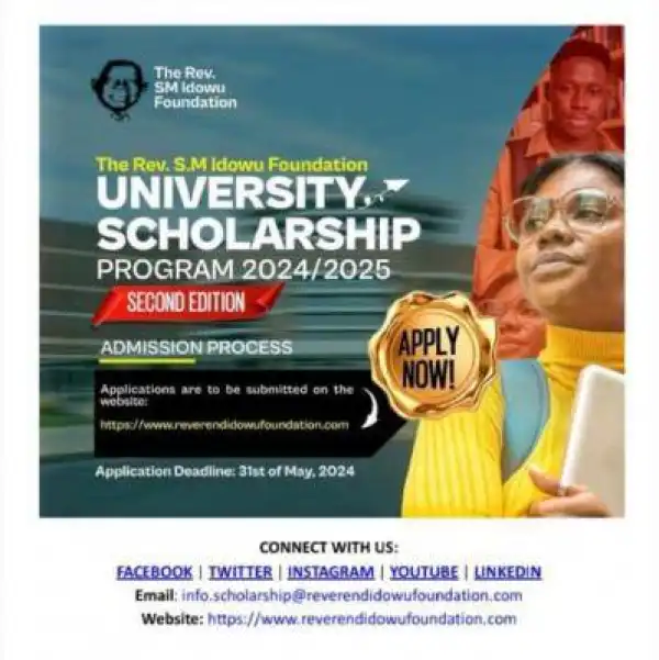 The Reverend Samuel Modupe Idowu Foundation Scholarship, 2024