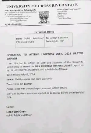 UNICROSS issues important notice to all staff and students