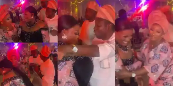 Mide Martins chases away heavily endowed lady for serenading her husband, Afeez Owo at an event (Video)
