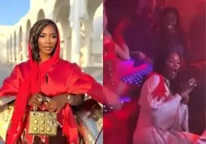 Singer Tiwa Savage amused as stripper approaches her at 45th birthday