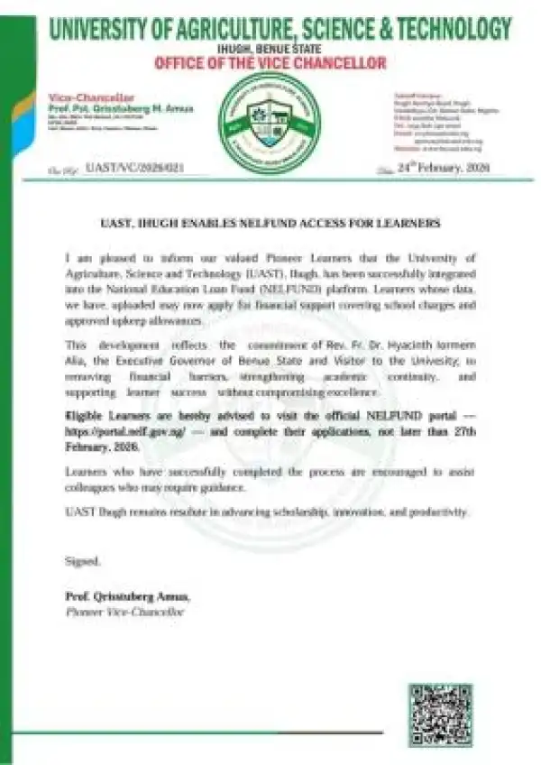 UAST students now eligible for NELFUND financial support