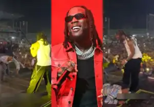 Closer View of The Moment Burna Boy Left the Stage After A Fan Jumped on Him In Lagos