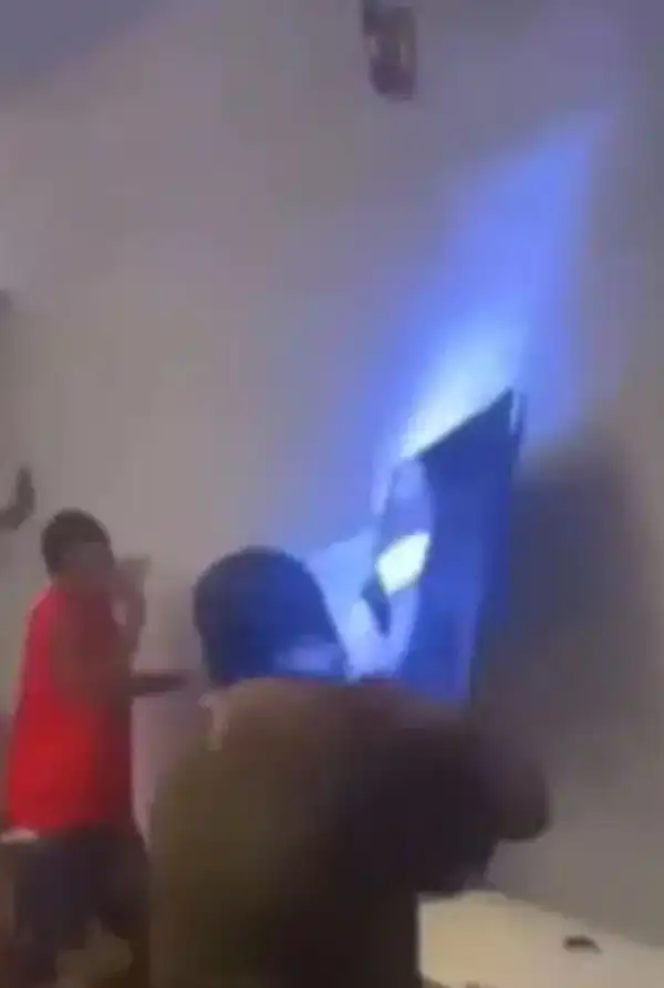 Drama As Angry Fans Destroy Television Over Nigeria’s Tragic AFCON Loss (Video)