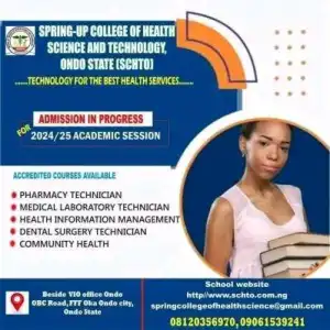 Spring-Up College of Health Science & Tech. Ondo Admission, 2024/2025