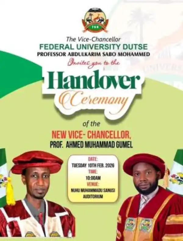 FUDutse announces handover ceremony for new Vice-Chancellor