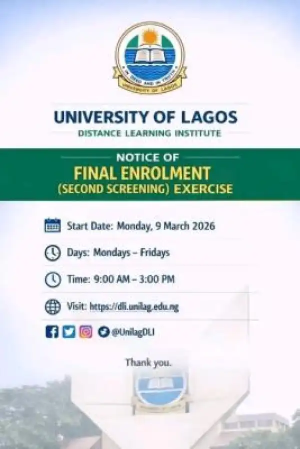 UNILAG DLI announces final enrolment exercise for Newly Admitted Students