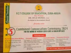 FCT College of Education, Zuba announces 3rd Convocation Ceremony