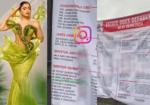 Nigerians reacts as Bobrisky’s name appears on banner for list of estate dues defaulters