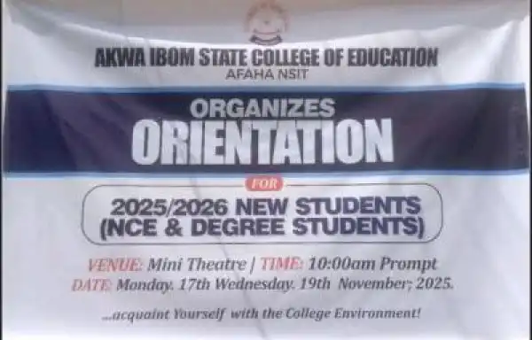Akwa Ibom State COE announces matriculation ceremony, 2025/2026