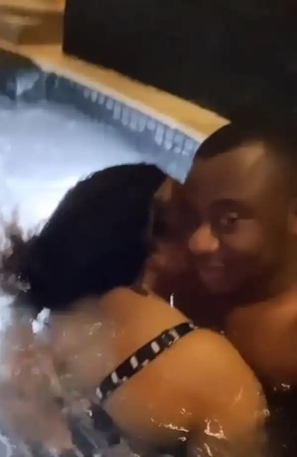 Actress Nkechi Blessing’s Ex-boyfriend, Opeyemi Falegan, Seen Caressing Mystery Woman In A Pool (Video)