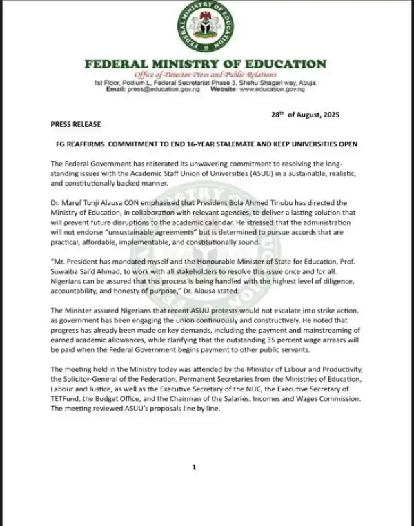 FG reaffirms commitment to resolve ASUU dispute