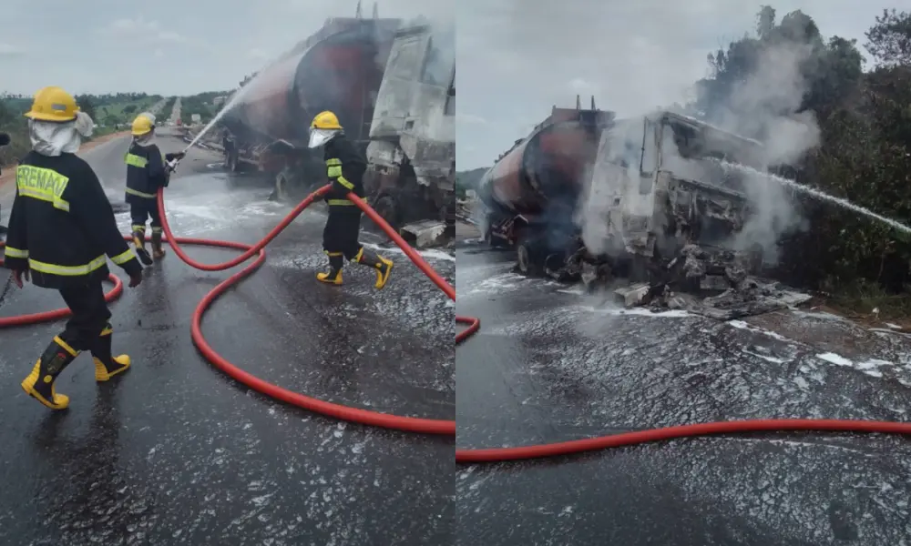 Apprentice hospitalised as petrol tanker, truck collide in Ibadan