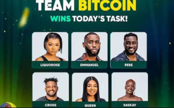BBNaija: Team Bitcoin Wins $5000 Worth Of Bitcoin In Patricia Task