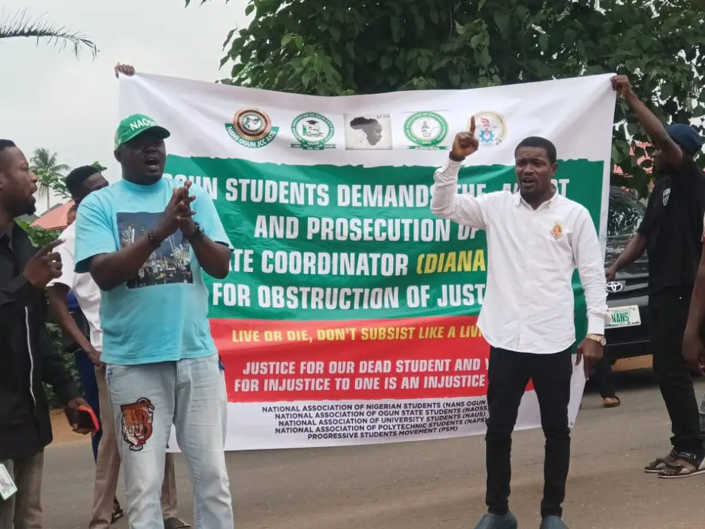 Ogun students protest killing of colleague by hit-and-run driver