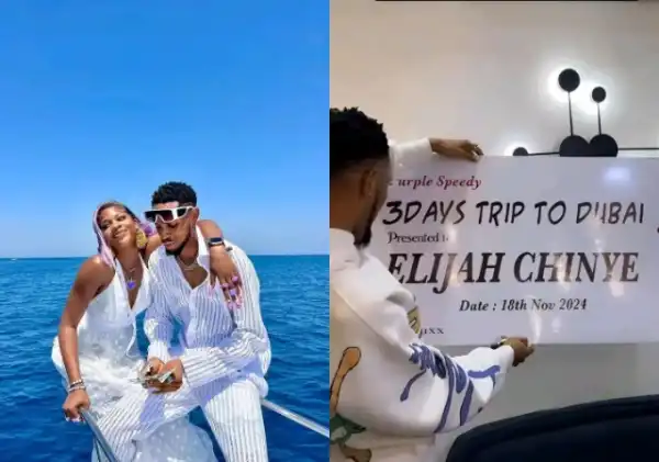 Purple Speedy Surprises Boyfriend Crispdal with iPhone 16 and Dubai Trip on His Birthday