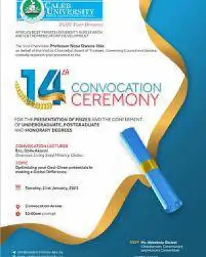 Caleb University holds 14th convocation ceremony January 21st