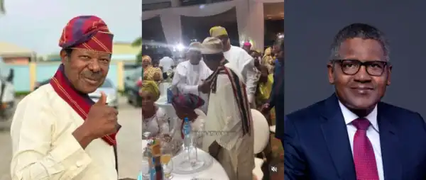 Fans Praise King Sunny Ade’s Humility After Standing To Greeting Aliko Dangote
