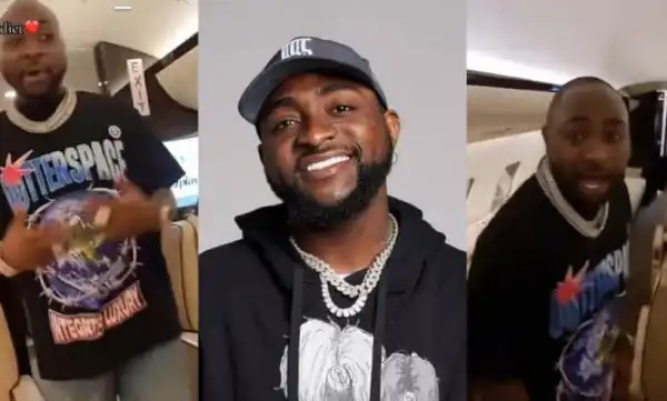 “Bombie baby” – Davido flaunts newly purchased ₦102 billion Bombardier private jet interior