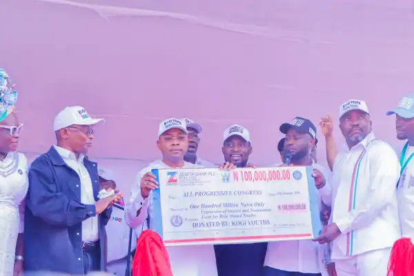 2027: Kogi APC youths present N100m cheque for Tinubu’s re-election nomination form