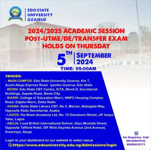 EDSU entrance exam for Medicine and Surgery, Nursing, and Law applicants, 2024/2025