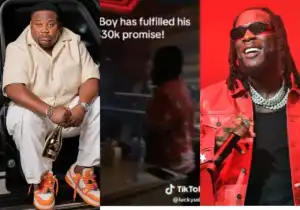 Burna Boy Fulfills His Promise, Gifts Cubana Chief Priest’s Alleged Brother $30,000