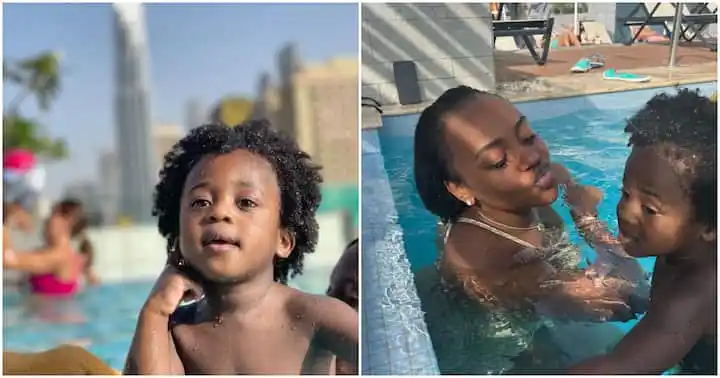 Davido’s Chioma Melts Hearts With Some Mother and Son Moments With Ifeanyi As They Get Playful in the Pool