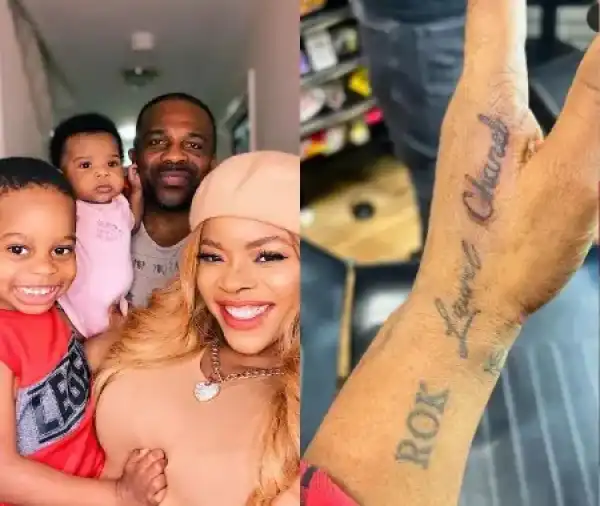 Laura Ikeji Tattoos Her Children On Her Hand (Photo)