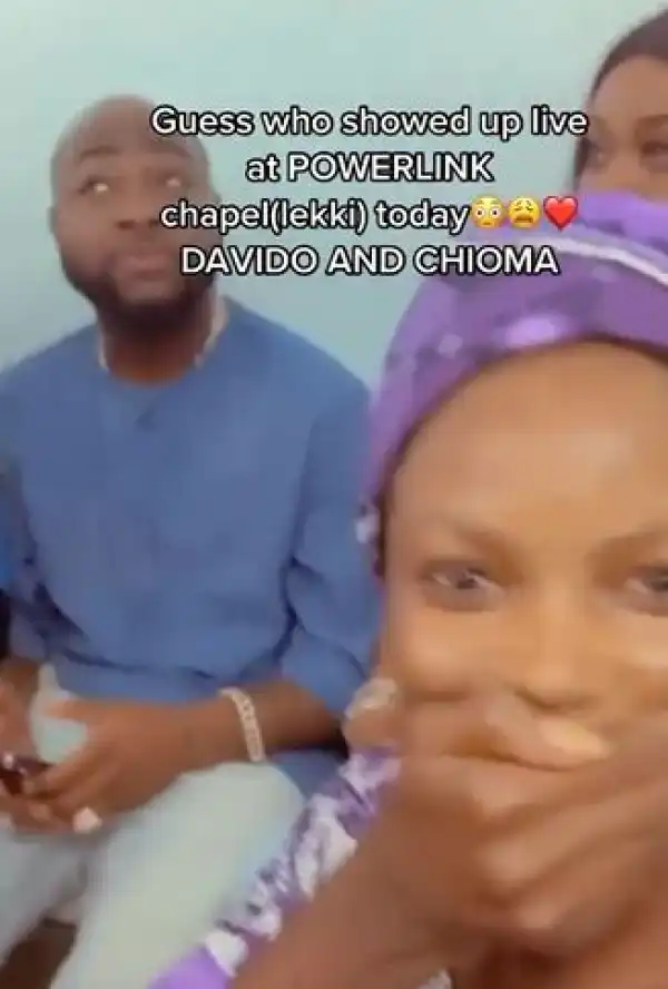 Excited Lady Removes Her Headtie After Seeing Davido And Chioma In Church (Video)