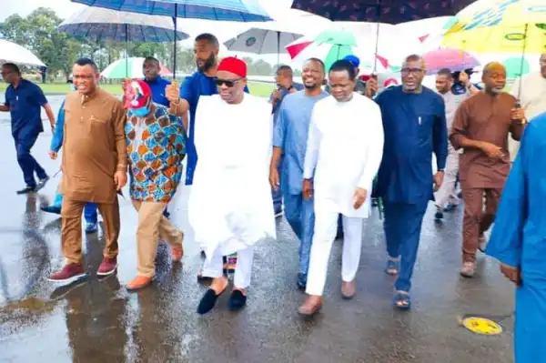 Wike Arrives Port Harcourt After Losing PDP Presidential Primary (Photos)