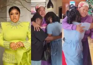 Moment Overexcited Fan Jumps On Toyin Abraham, Falls Her Down