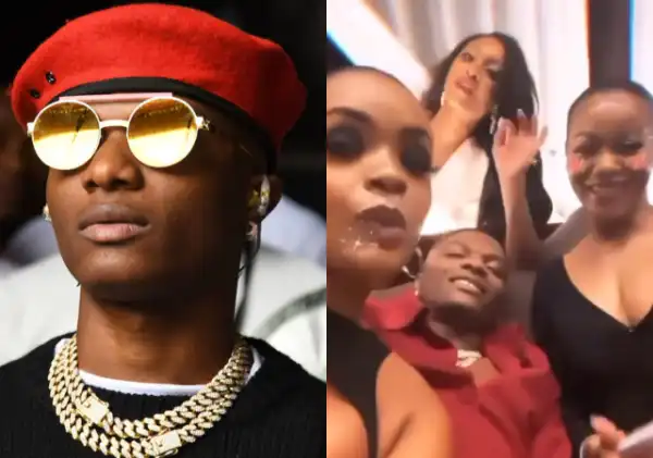 “Wizkid & Osas get wetin dem never tell us” – Wizkid sparks buzz after being seen with 3 ladies in a room