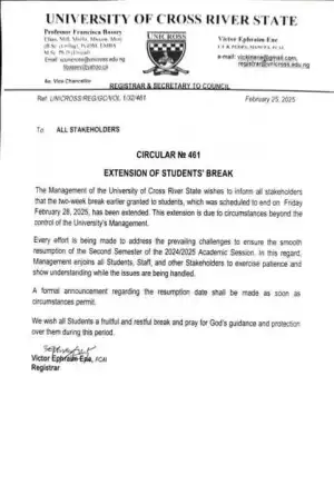 UNICROSS announces the extension of mid-semester break