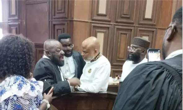 BREAKING: Judge hands off Nnamdi Kanu’s trial over uproar in court, no confidence allegation