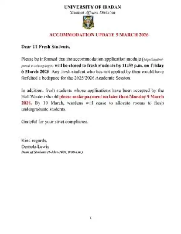 UI issues urgent notice to freshers on hostel accommodation