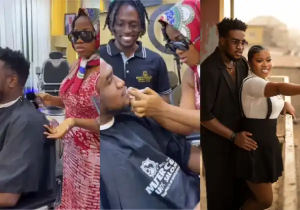 Veekee James causes a buzz online as she instructs barber on how to cut her husband’s hair