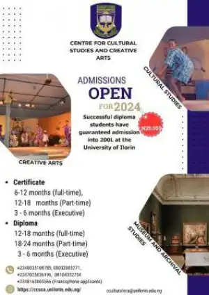 UNILORIN admission into Centre for Cultural Studies and Creative Arts (CCSCA) for 2024 academic year