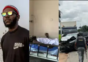 Rapper Odumodu Blvck Escapes Serious Car Accident, Pictures Go Viral