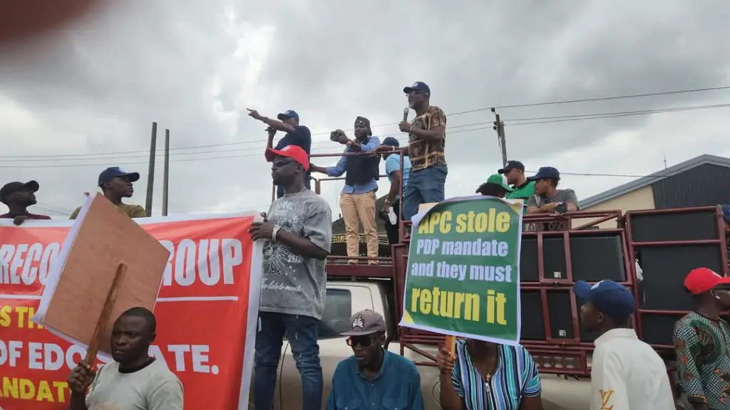 Guber poll: Edo PDP chairman leads protest to INEC office