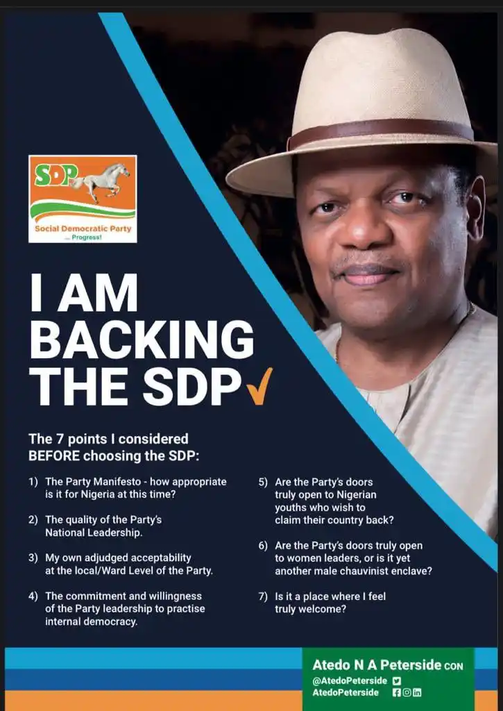 Atedo Peterside Joins Social Democratic Party